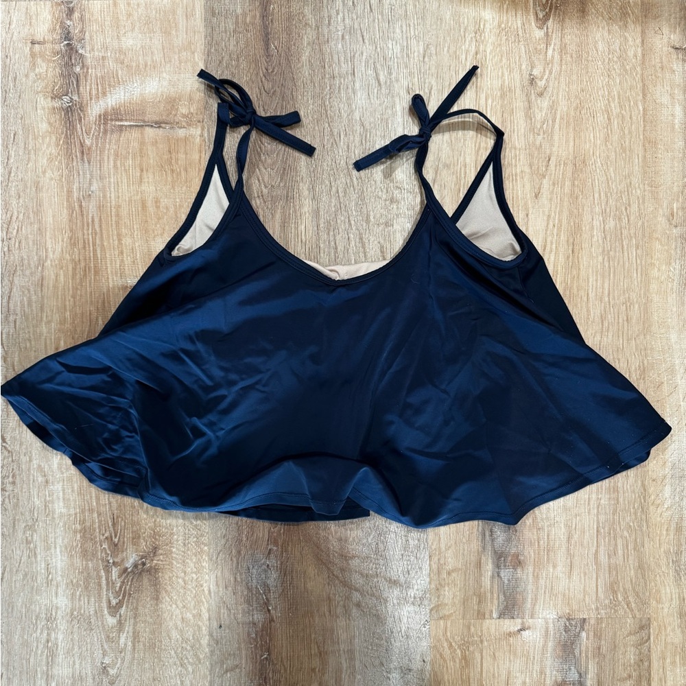 Kortni Jeane Navy swim swing Top with Bow Straps size medium